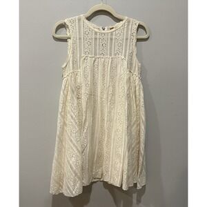 Free People Ivory Sleeveless Lined Floral Lace Baby Doll Tent Dress Boho Size XS